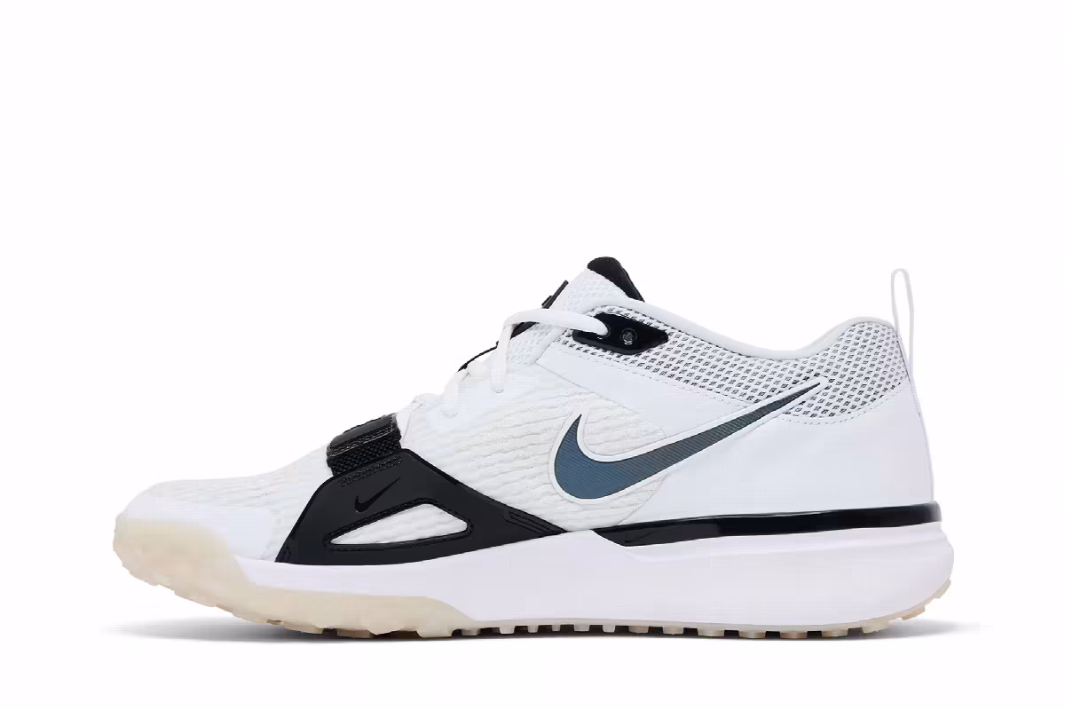 Nike Air Zoom Diamond Elite Turf White Iridescent - Black Outlined Swoosh, view 4