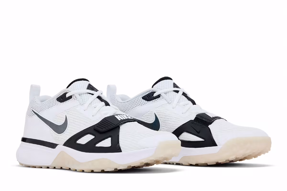 Nike Air Zoom Diamond Elite Turf White Iridescent - Black Outlined Swoosh, view 9