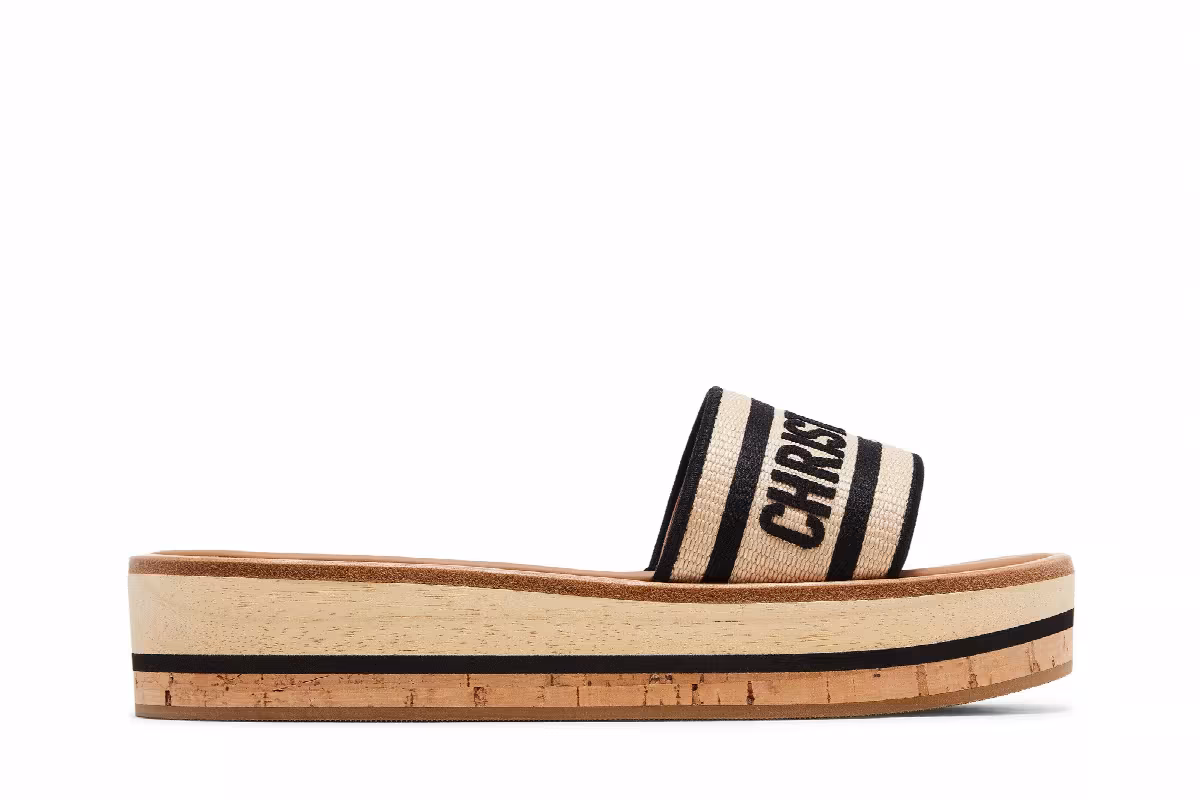 Dior Women's DWay Slide Raffia Black, view 2