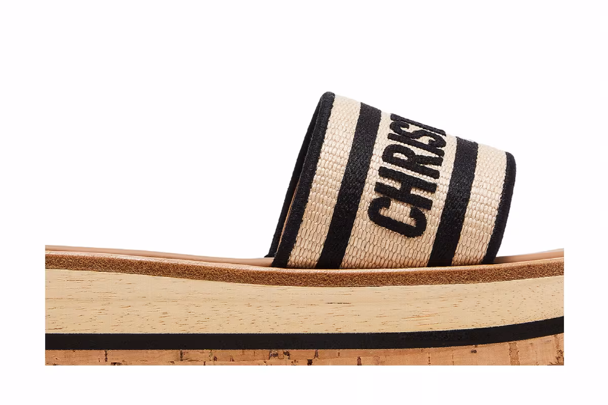 Dior Women's DWay Slide Raffia Black, view 3