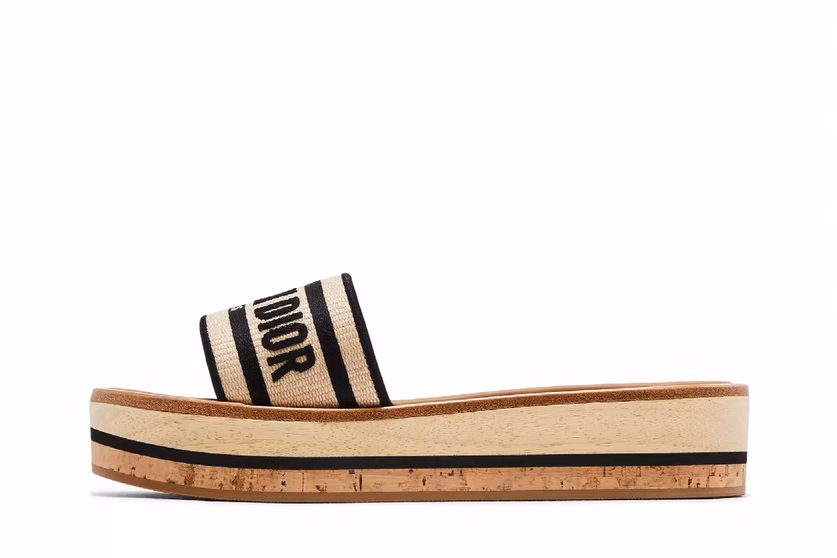 Dior Women's DWay Slide Raffia Black, view 4