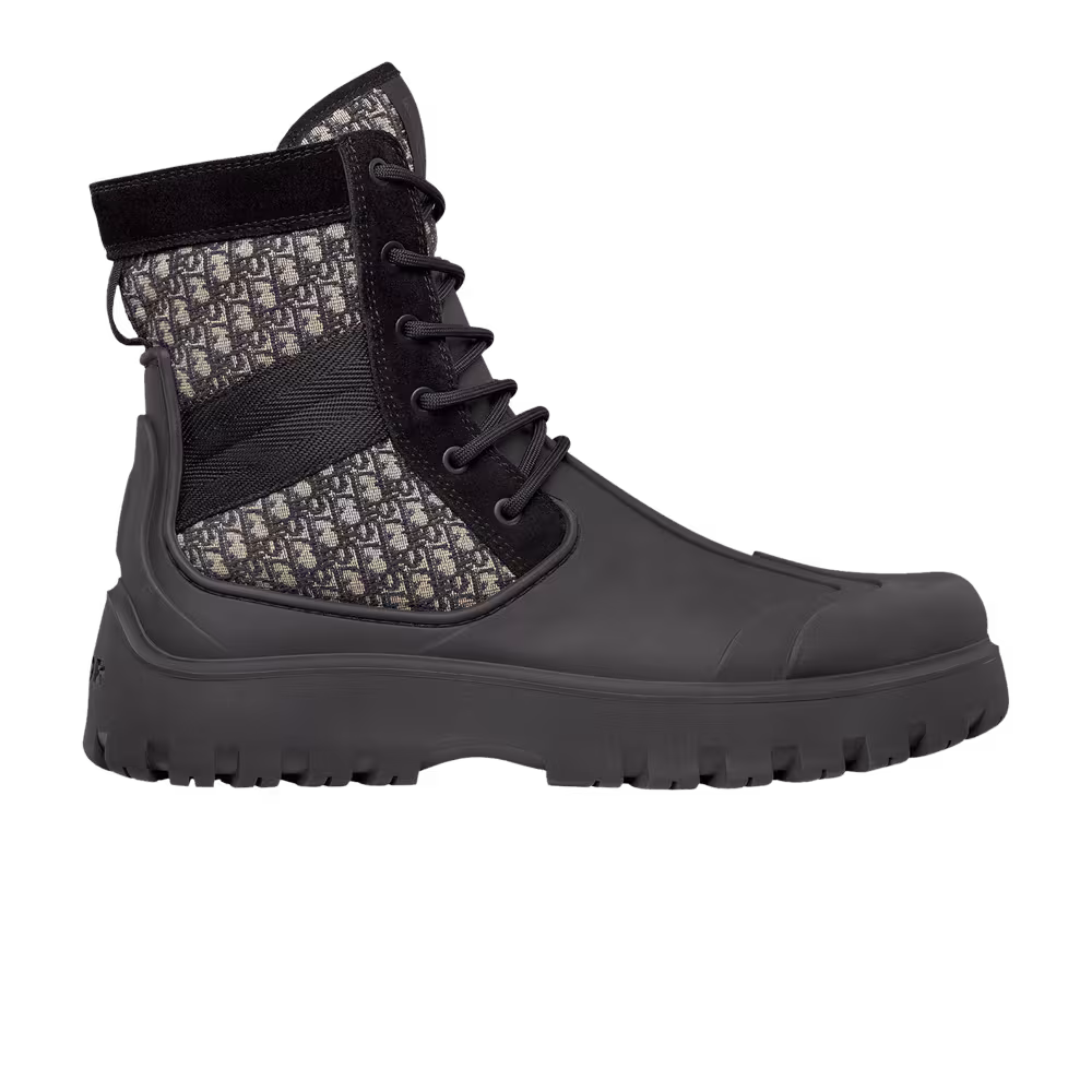 Dior Garden Lace Up Boot Dior Oblique - Black