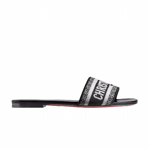 Dior Wmns DWay Slide 'Black Embroidered Cotton'