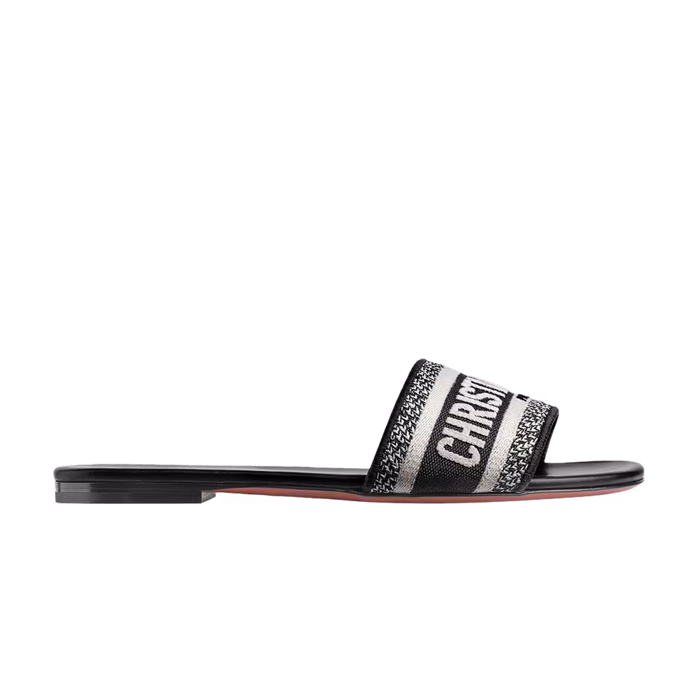 Dior Women's DWay Slide Black Embroidered Cotton