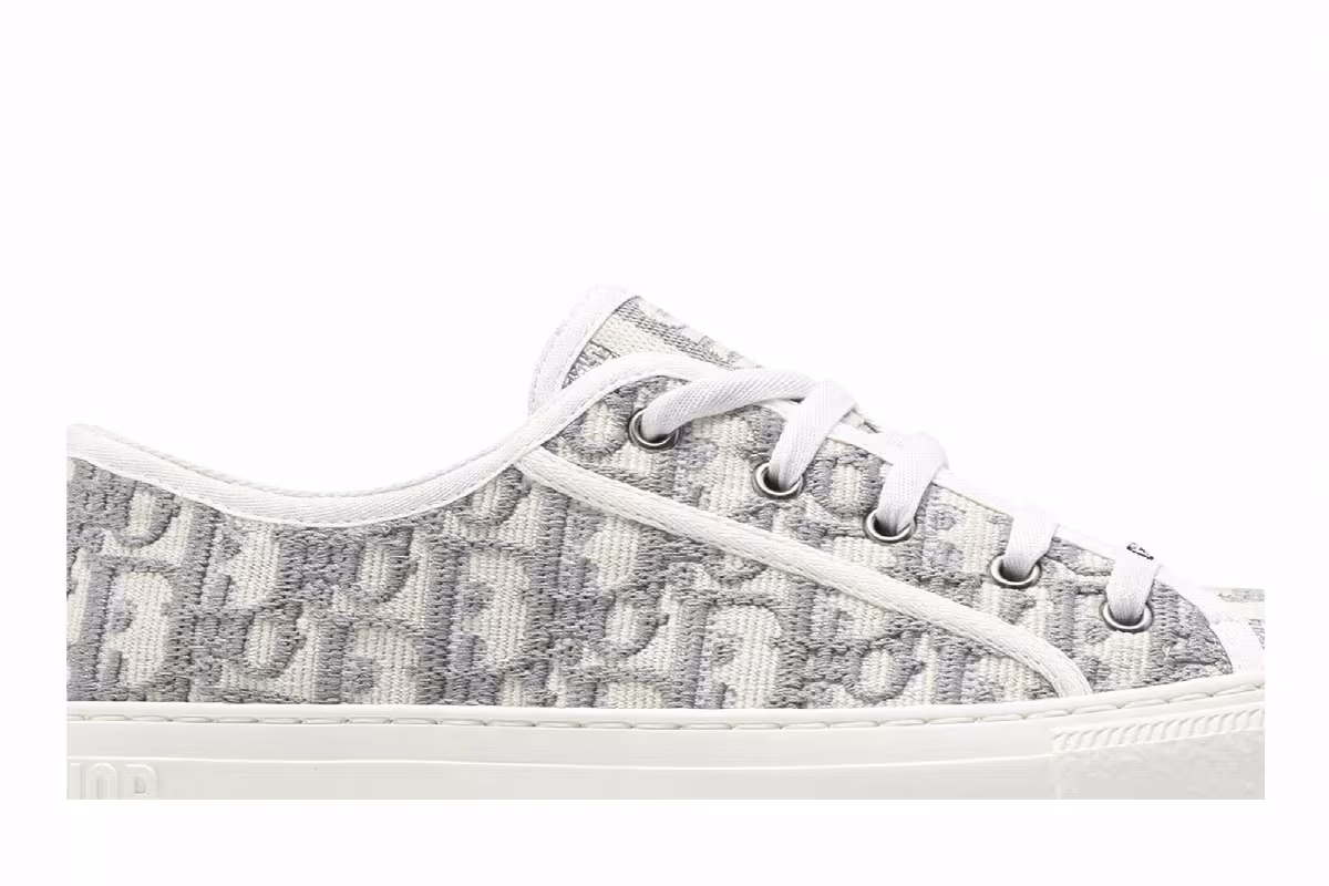 Dior Women's Walk'N'Dior Embroidered Canvas Low Grey, view 3