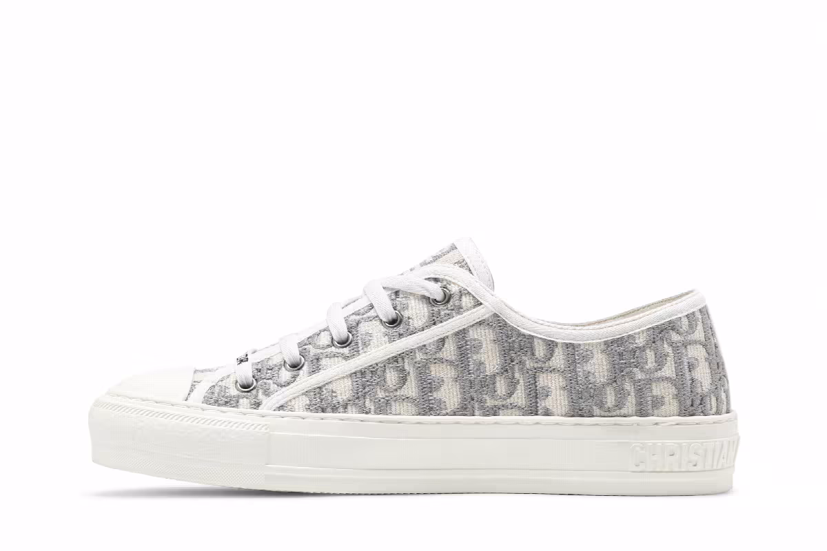 Dior Women's Walk'N'Dior Embroidered Canvas Low Grey, view 4