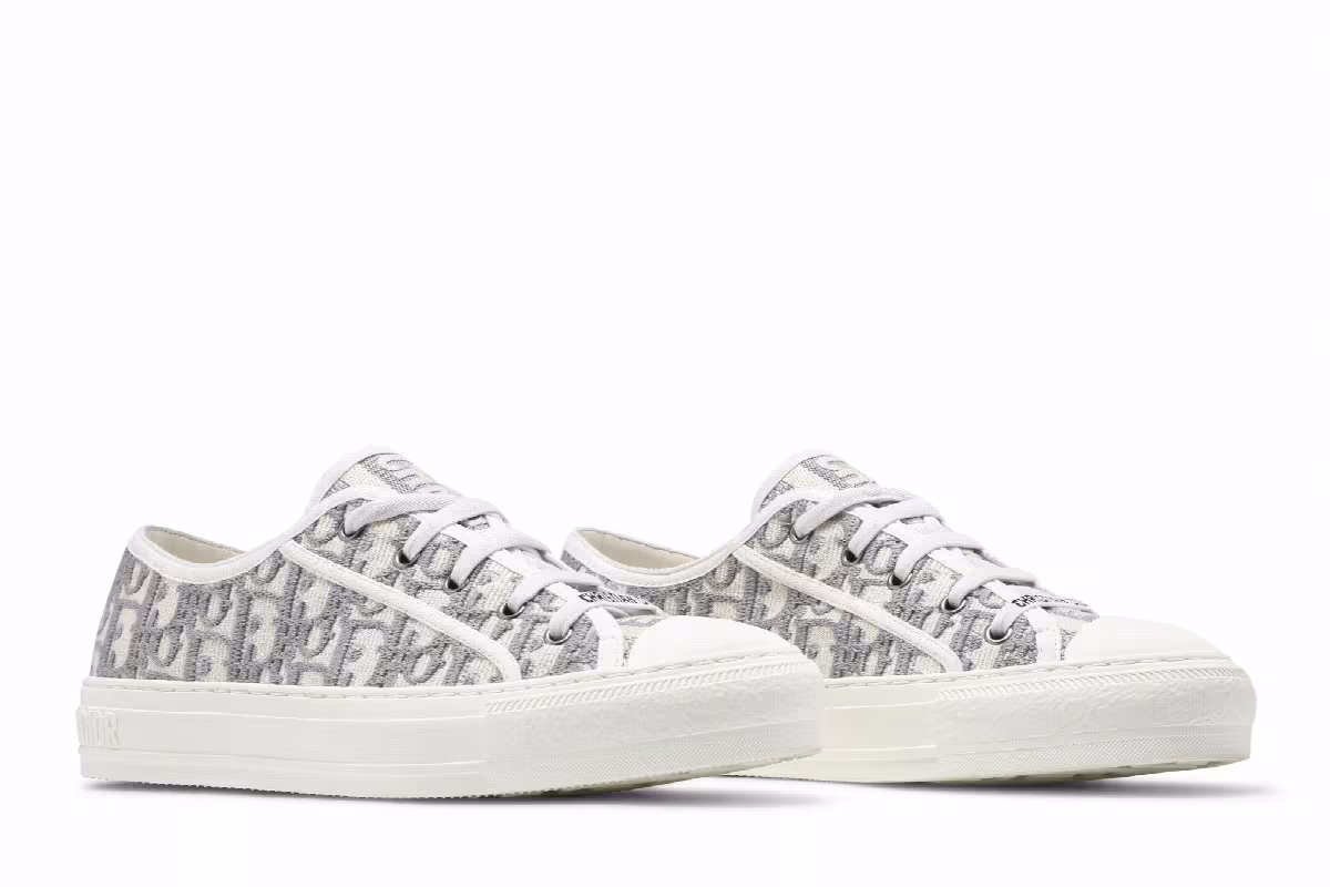 Dior Women's Walk'N'Dior Embroidered Canvas Low Grey, view 9