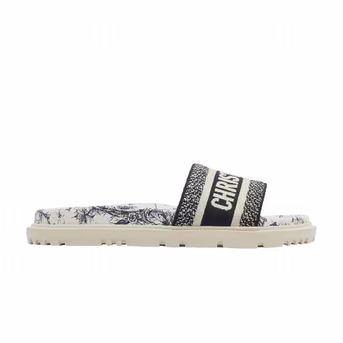 Dior Wmns DWay Slide 'Toile de Jouy Flowers Embroidered - Deep Blue'