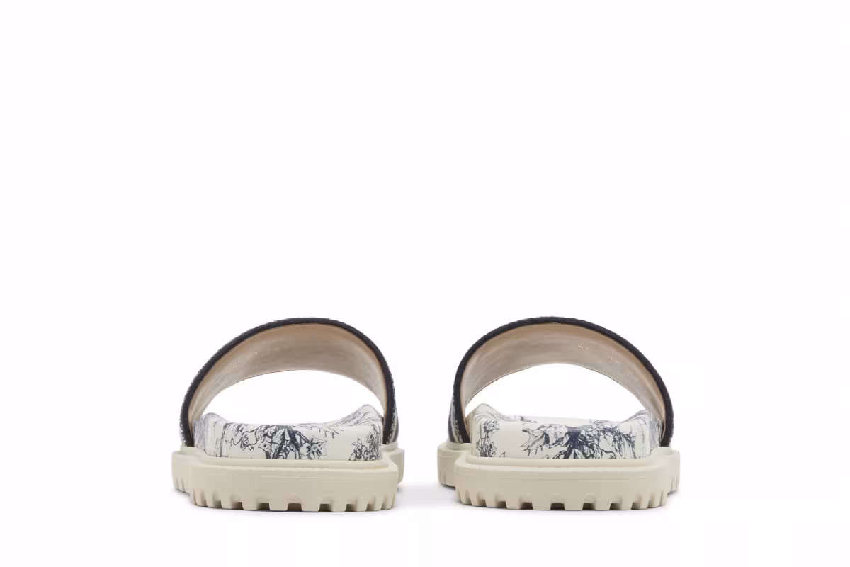 Dior Women's DWay Slide Toile de Jouy Flowers Embroidered - Deep Blue, view 7