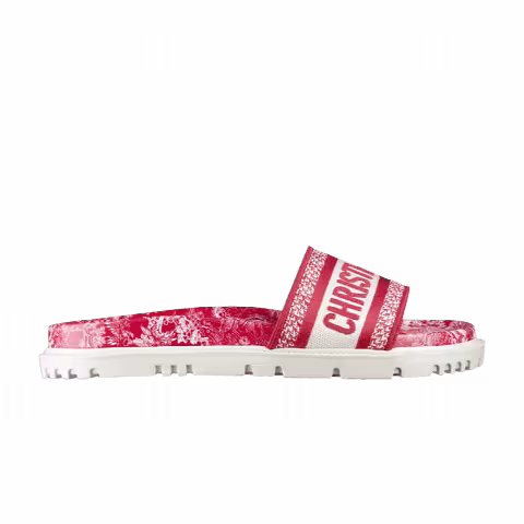 Dior Wmns DWay Slide 'Toile de Jouy Flowers Embroidered - Red'
