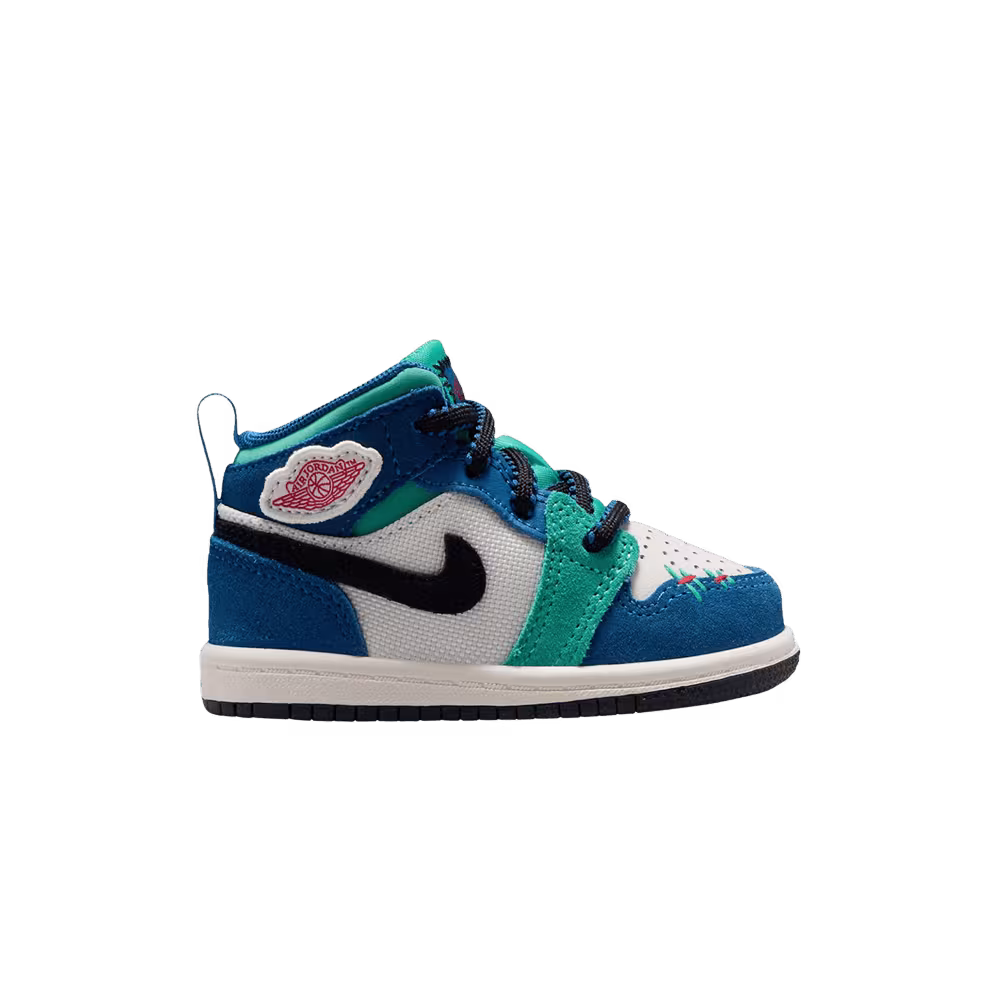 Nike Air Jordan 1 Mid SE TD True Blue Kinetic Green Red
