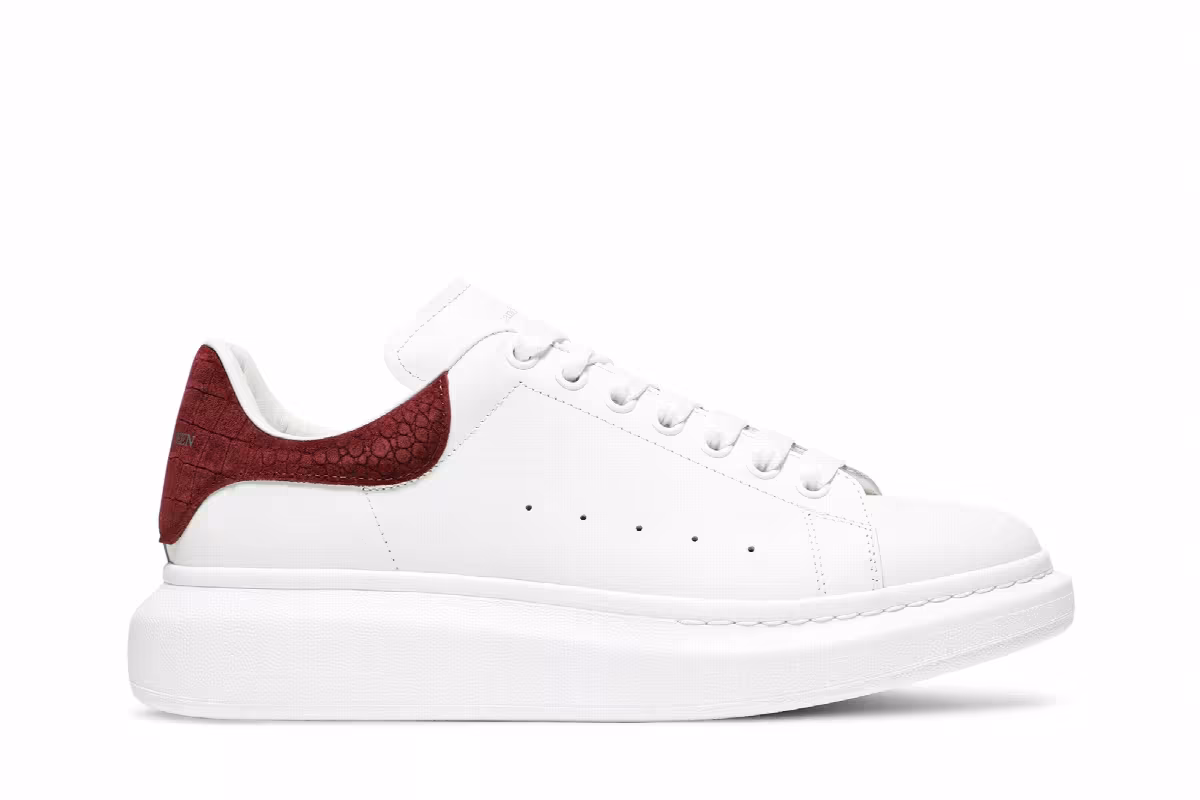 Alexander McQueen Oversized Sneaker Burgundy Crocodile, view 2