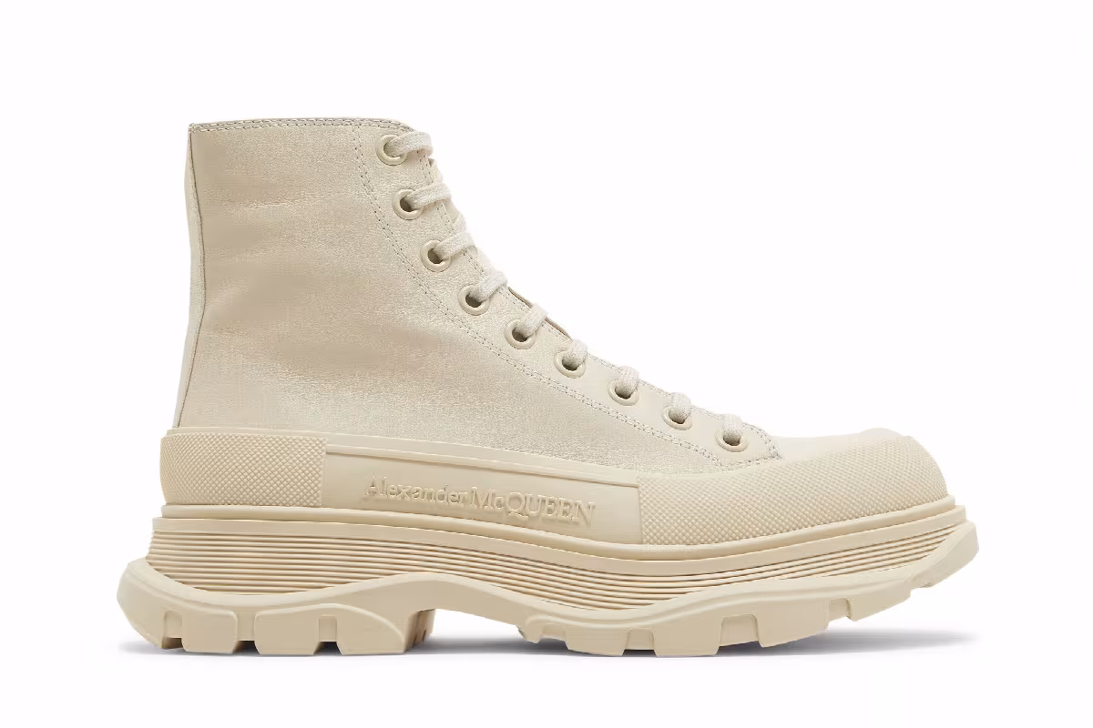 Alexander McQueen Tread Slick Boot Beige Leather, view 2