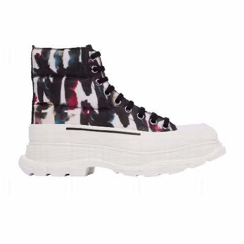 Alexander McQueen Tread Slick Quilted Boot 'Watercolour Graffiti - White Multi'