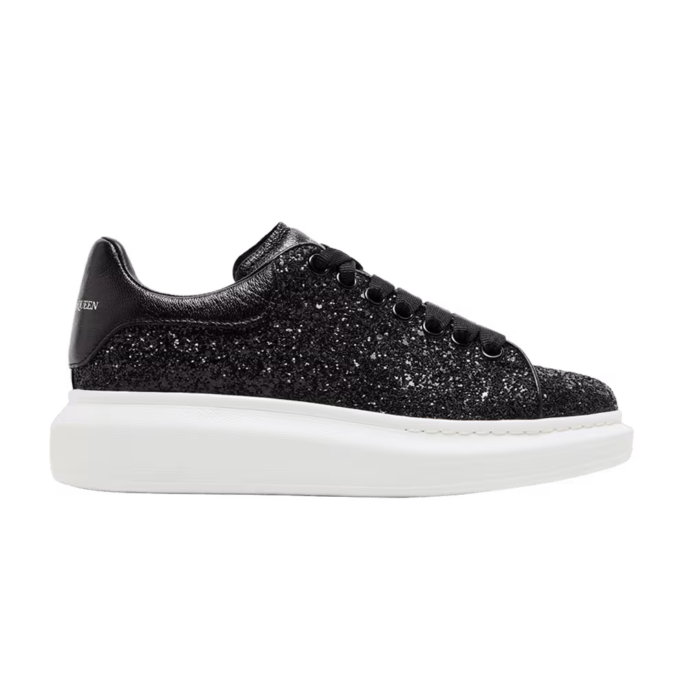 Alexander McQueen Women's Oversized Sneaker Black White Glitter