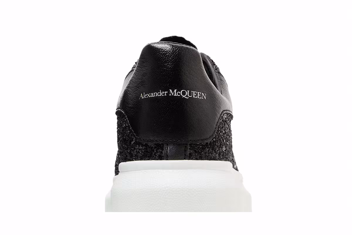 Alexander McQueen Women's Oversized Sneaker Black White Glitter, view 8