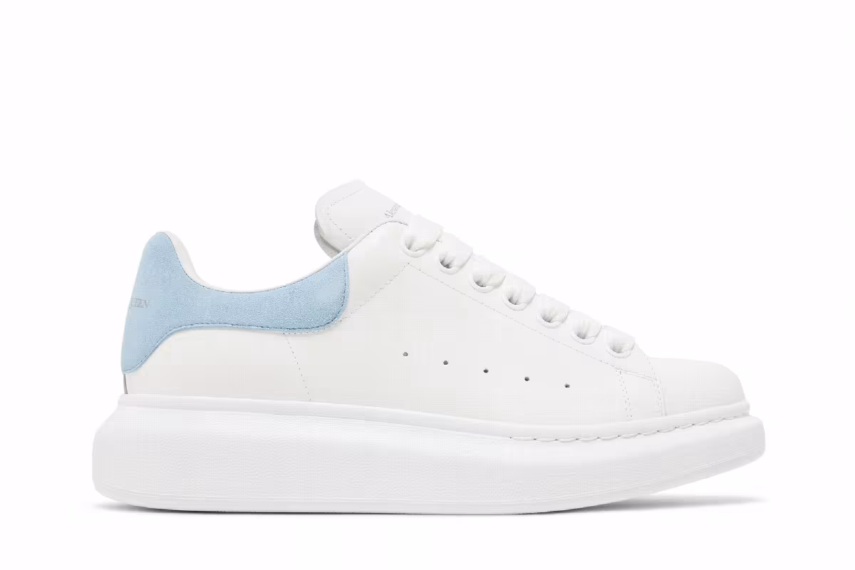 Alexander McQueen Women's Oversized Sneaker White Powder Blue, view 2