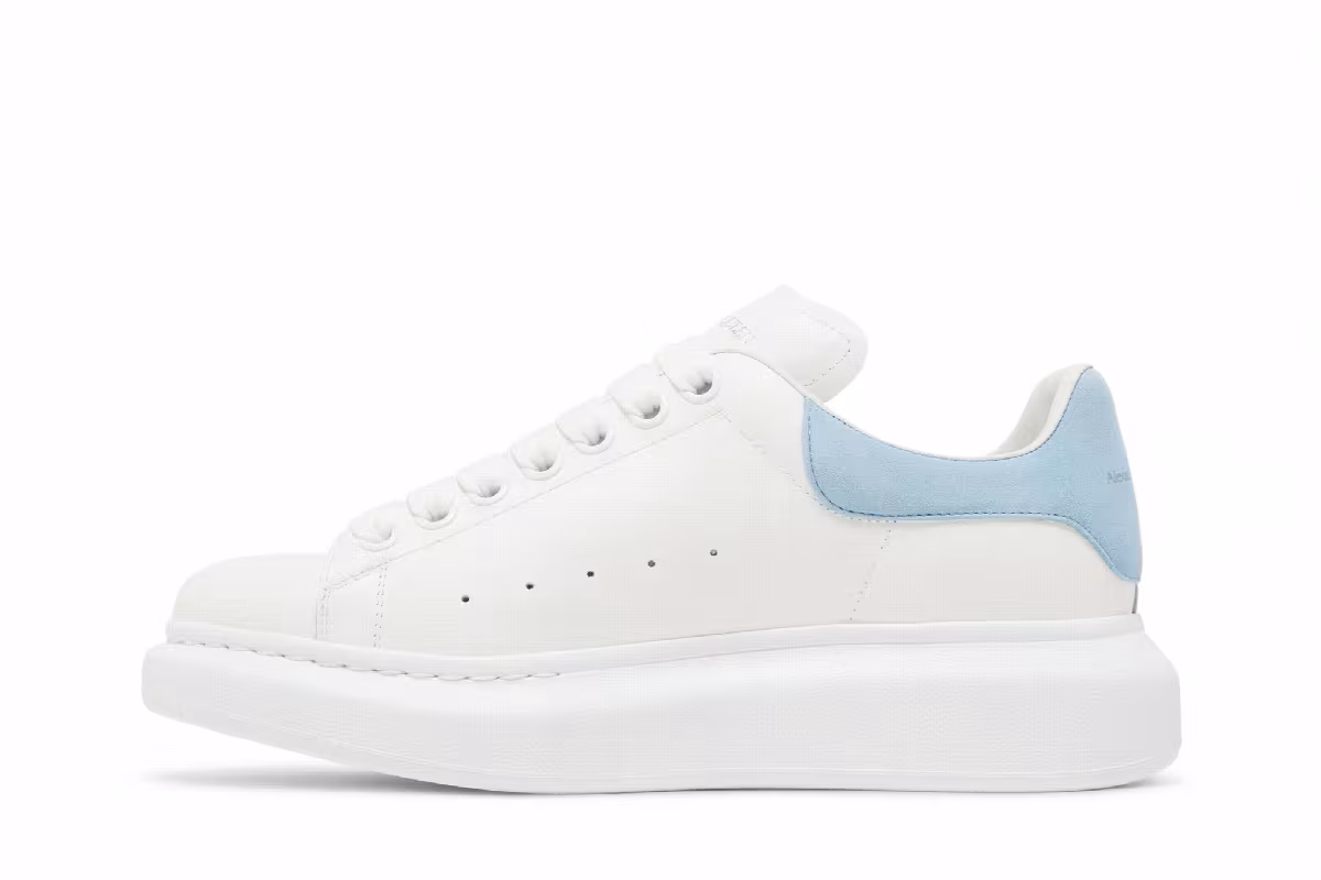 Alexander McQueen Women's Oversized Sneaker White Powder Blue, view 4