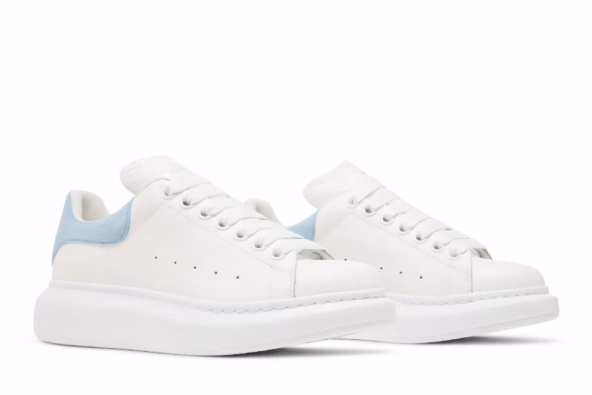 Alexander McQueen Women's Oversized Sneaker White Powder Blue, view 9