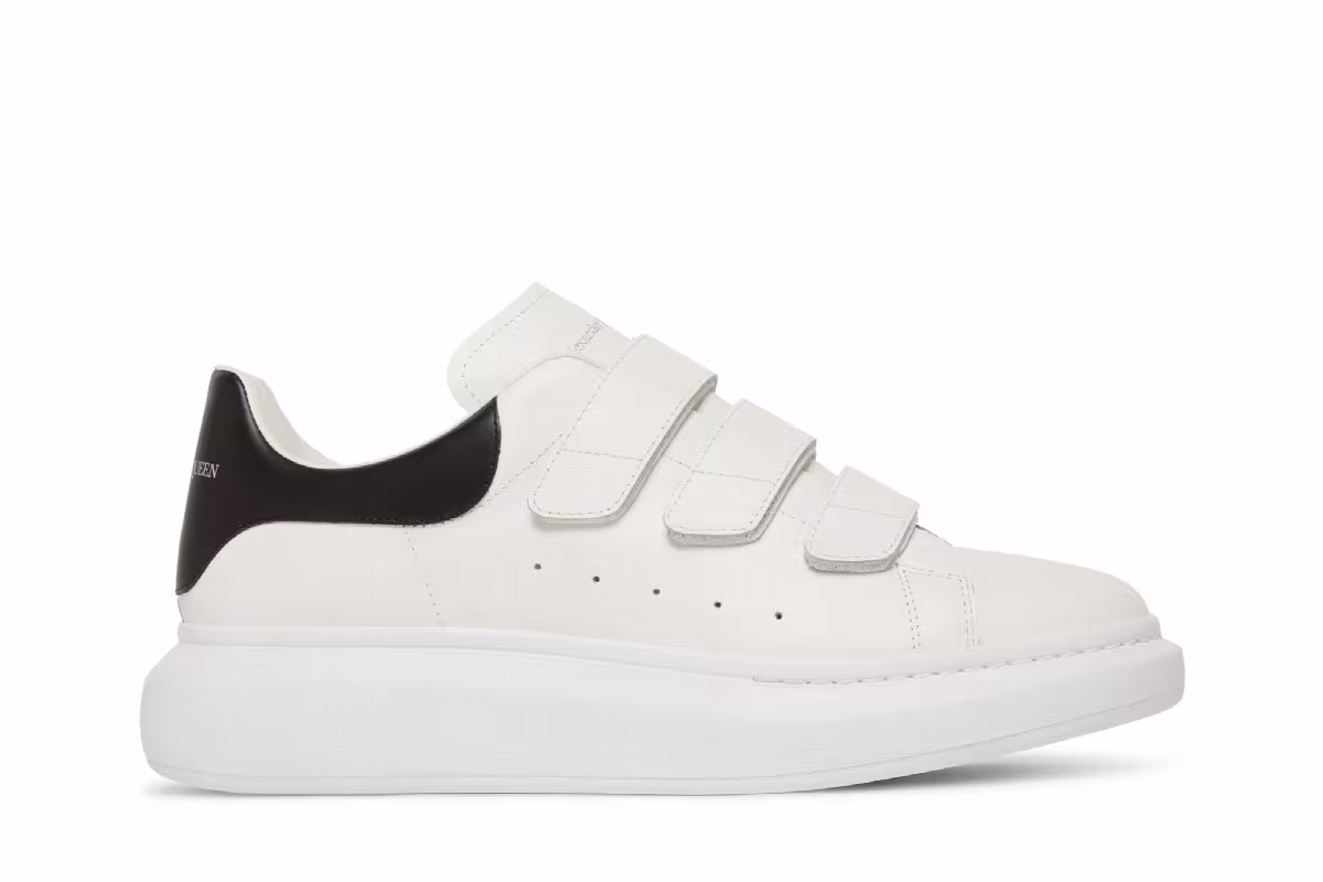 Alexander McQueen Oversized Triple Strap Sneaker White Black, view 2