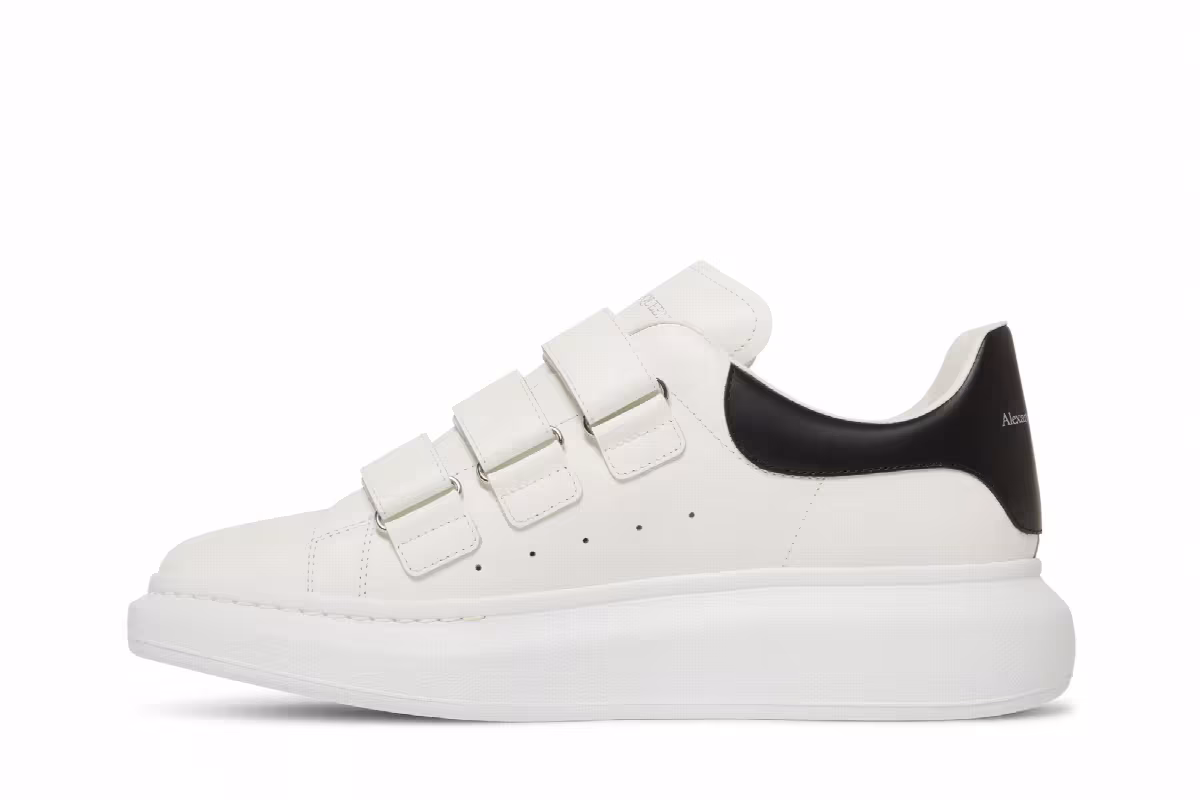 Alexander McQueen Oversized Triple Strap Sneaker White Black, view 4