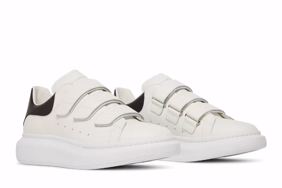 Alexander McQueen Oversized Triple Strap Sneaker White Black, view 9
