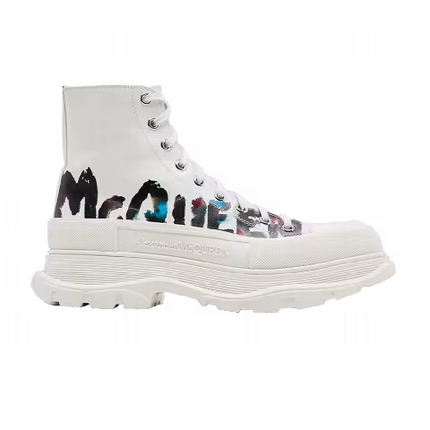 Alexander McQueen Tread Slick Boot 'Graffiti Logo - White Multi-Color'