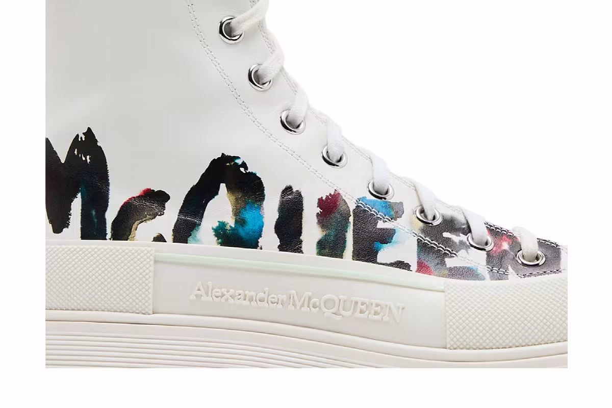Alexander McQueen Tread Slick Boot Graffiti Logo - White Multi-Color, view 3