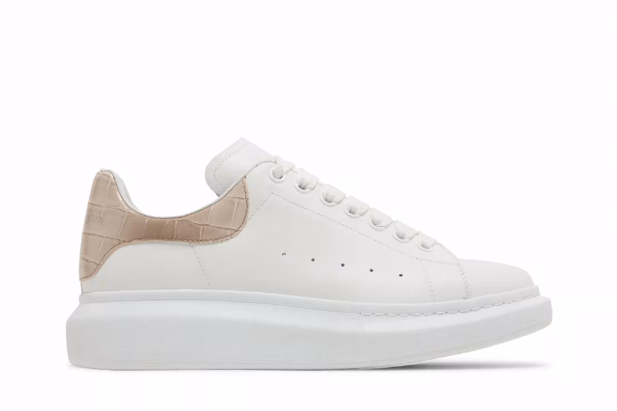 Alexander McQueen Oversized Sneaker White Beige Crocodile, view 2