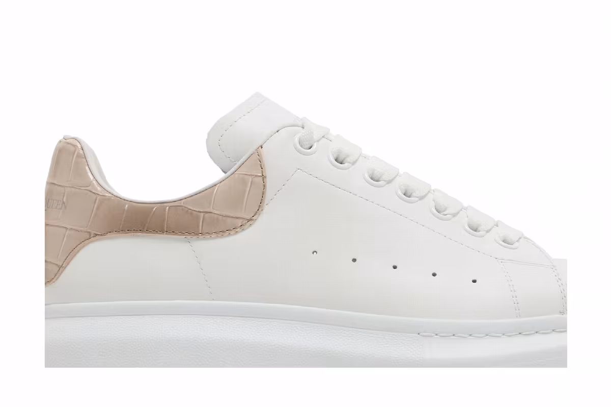 Alexander McQueen Oversized Sneaker White Beige Crocodile, view 3