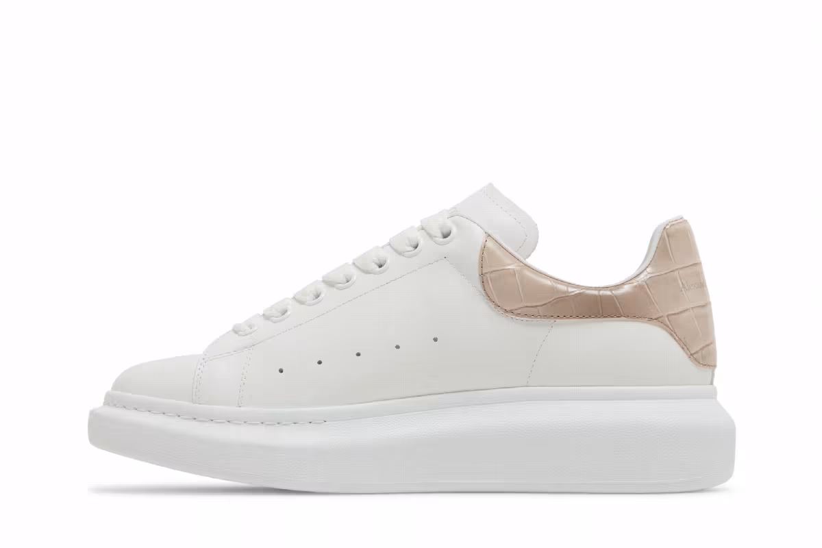 Alexander McQueen Oversized Sneaker White Beige Crocodile, view 4
