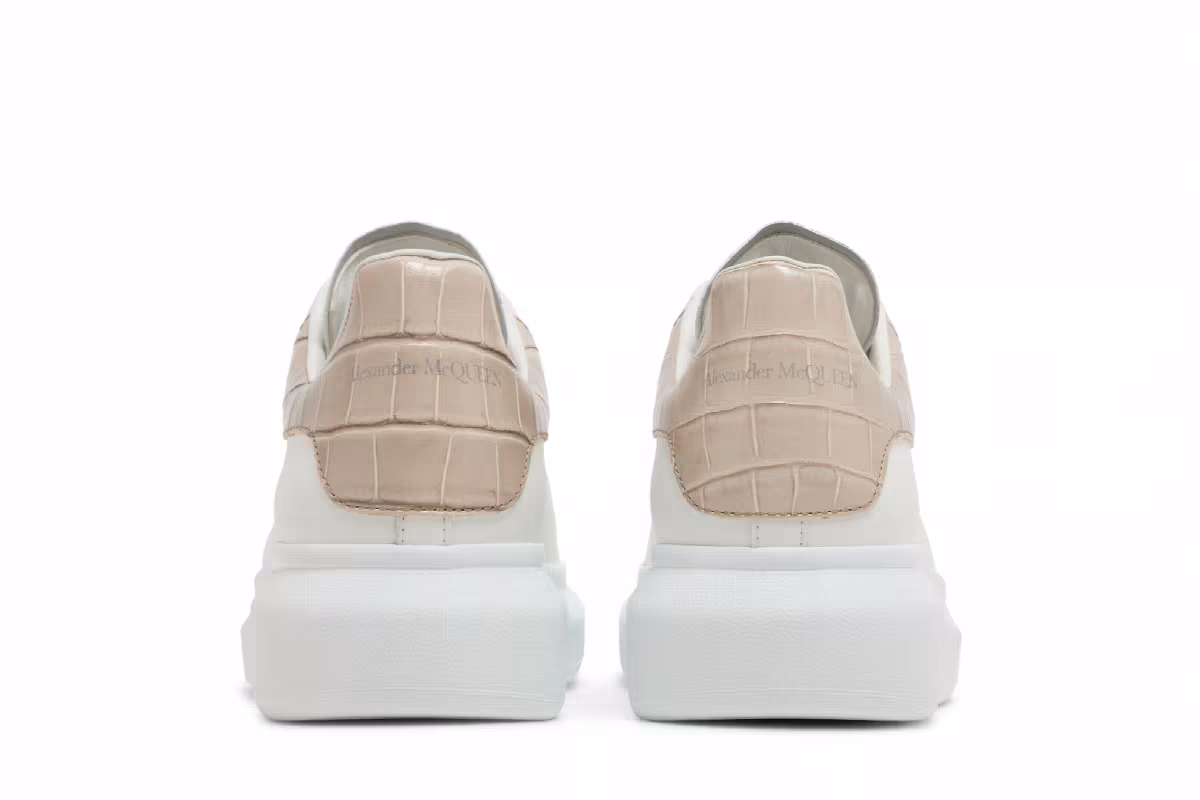 Alexander McQueen Oversized Sneaker White Beige Crocodile, view 7