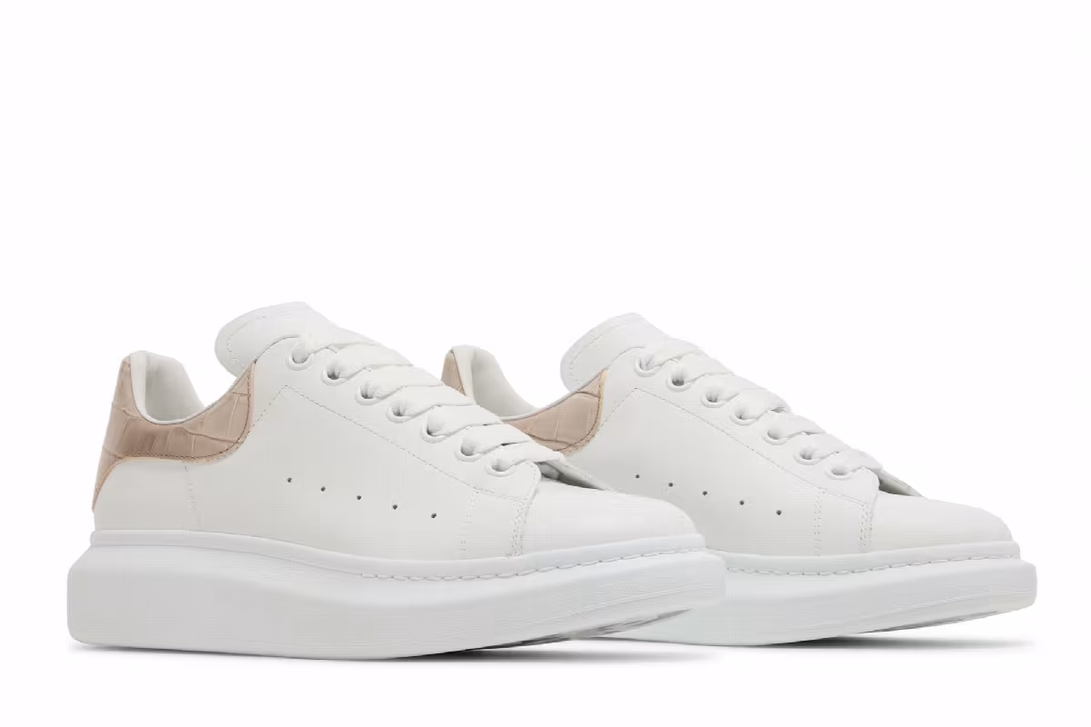 Alexander McQueen Oversized Sneaker White Beige Crocodile, view 9