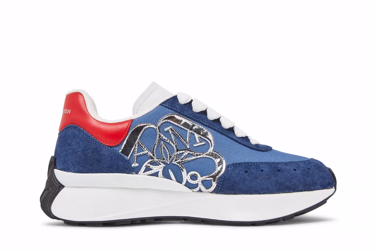 Alexander McQueen Women's Sprint Runner Blue Silver, view 2