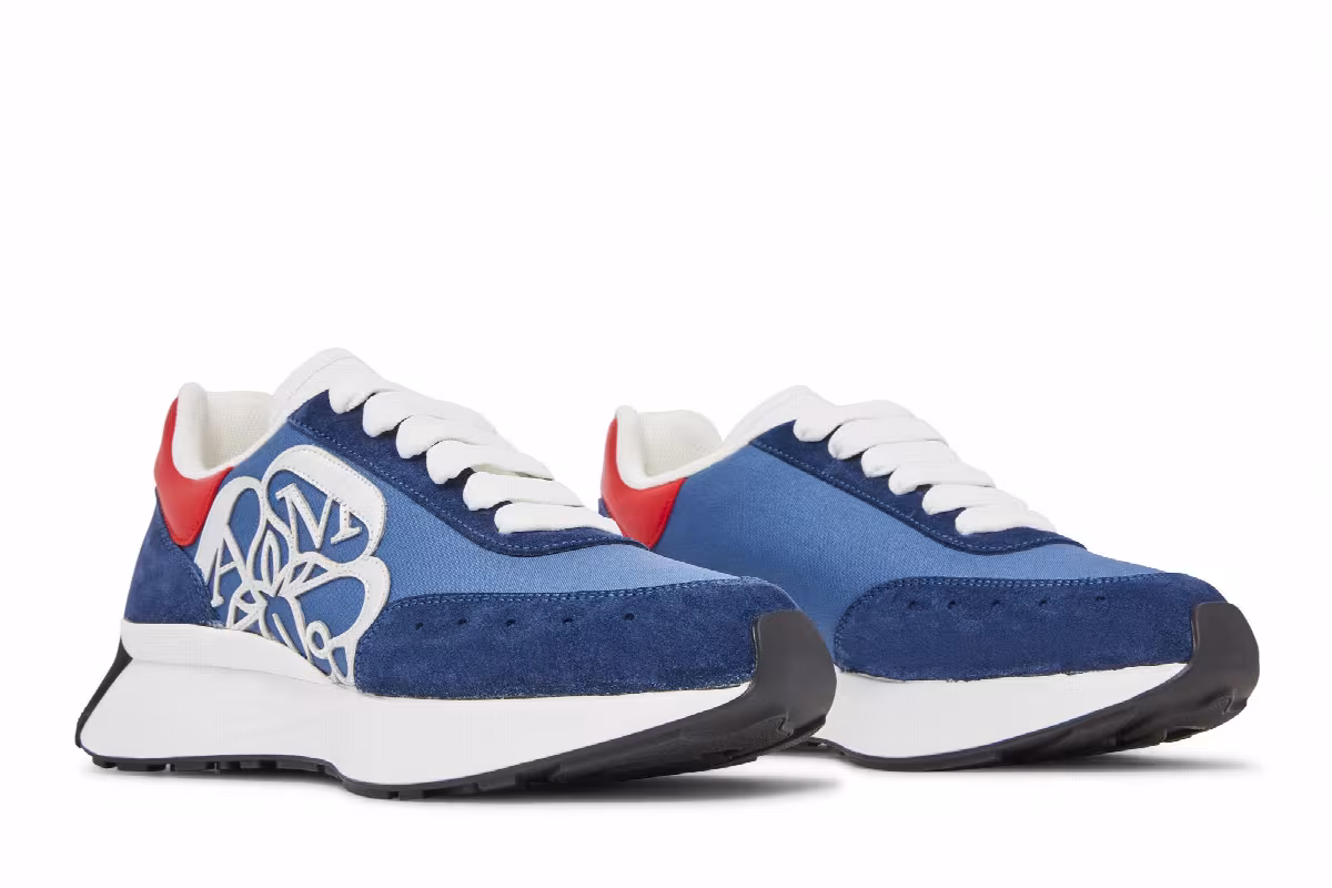 Alexander McQueen Women's Sprint Runner Blue Silver, view 9