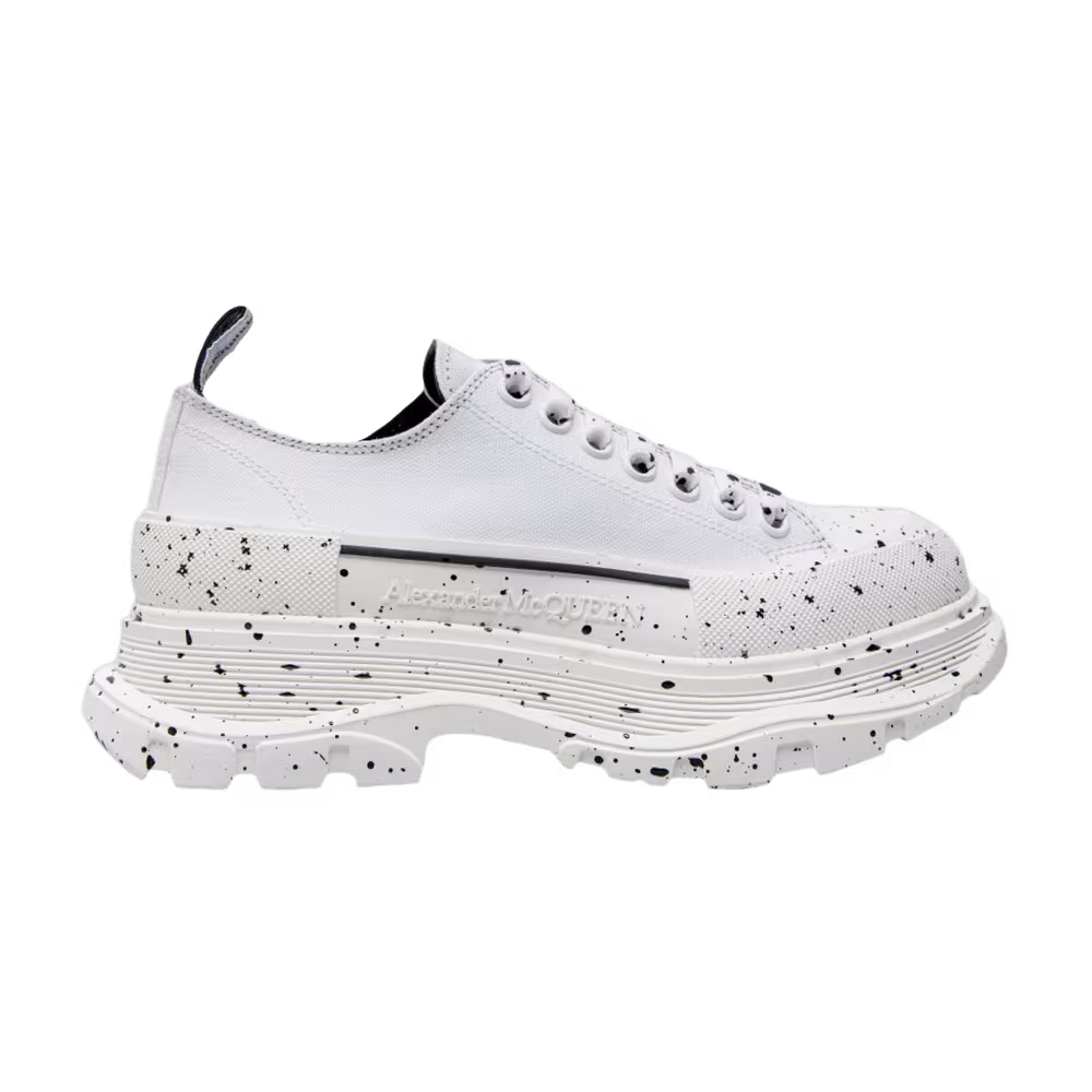 Alexander McQueen Tread Slick Lace Up White Black Speckled