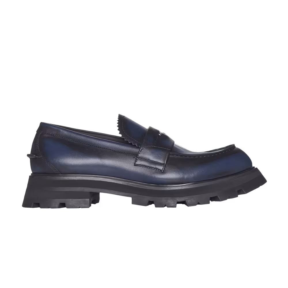 Alexander McQueen Seal Logo Leather Loafer Blue