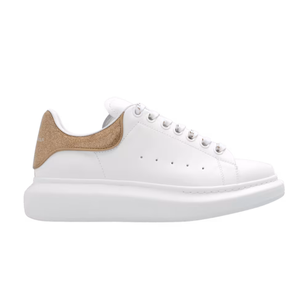 Alexander McQueen Women's Oversized Sneaker White Rose Gold Glitter