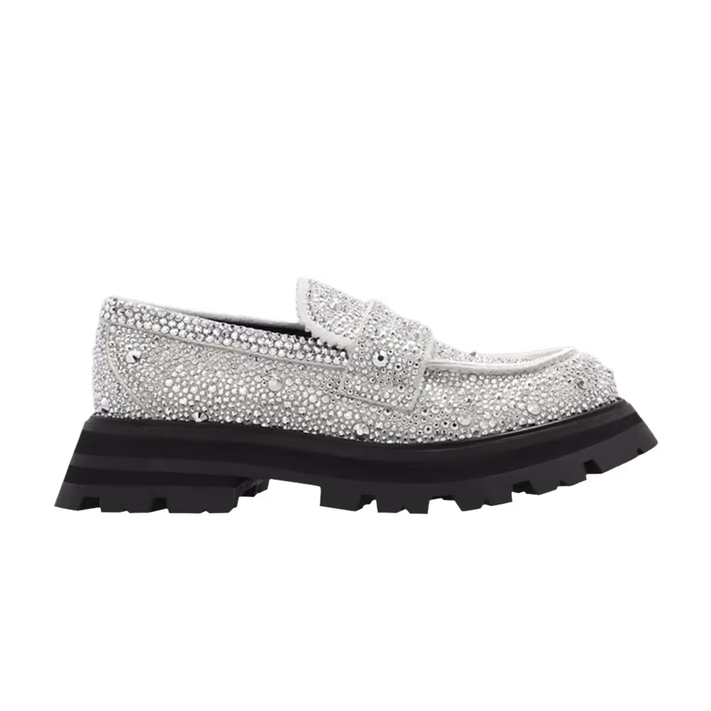 Alexander McQueen Women's Wander Loafer New Ivory Crystal Embellished