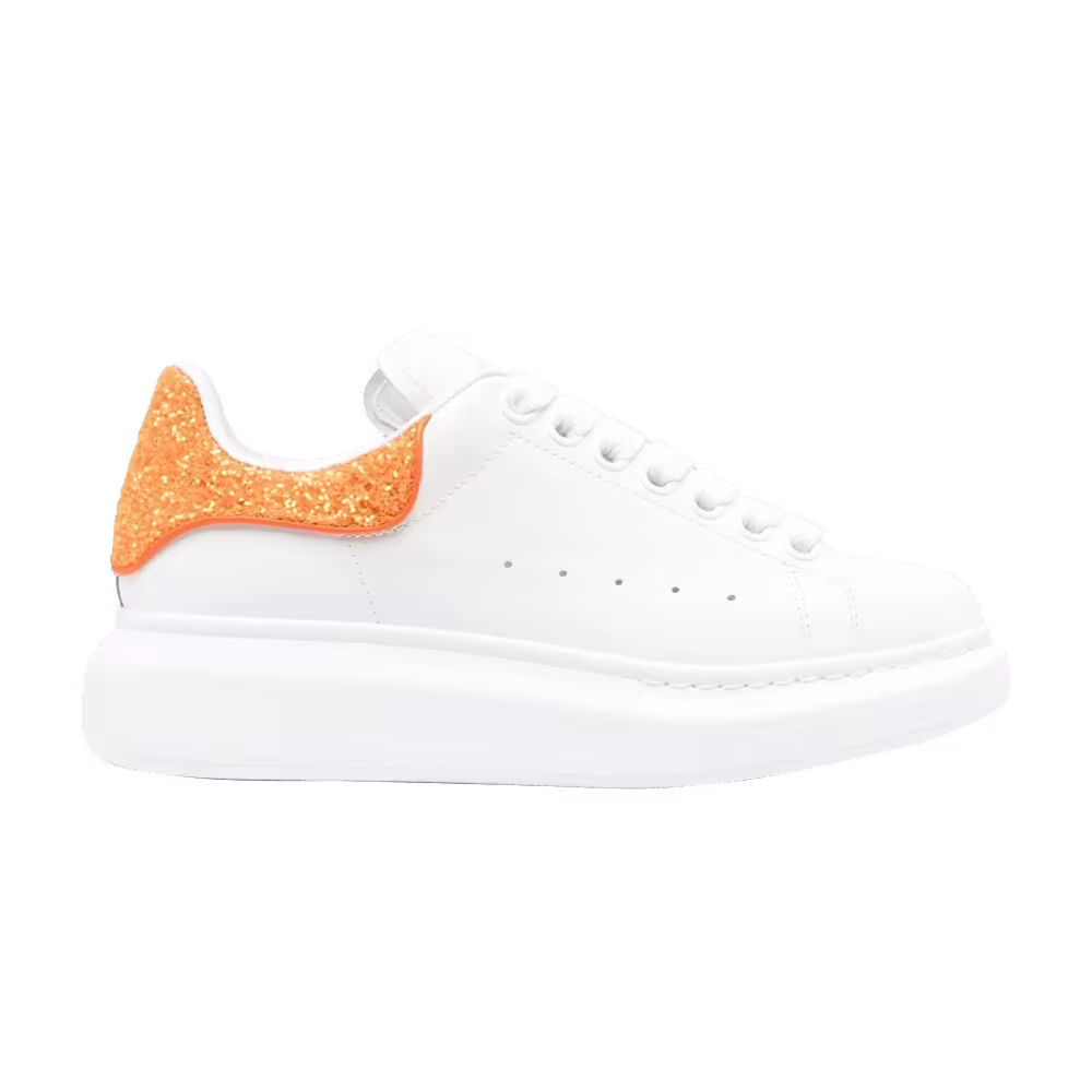 Alexander McQueen Women's Oversized Sneaker White Sunset Orange Glitter