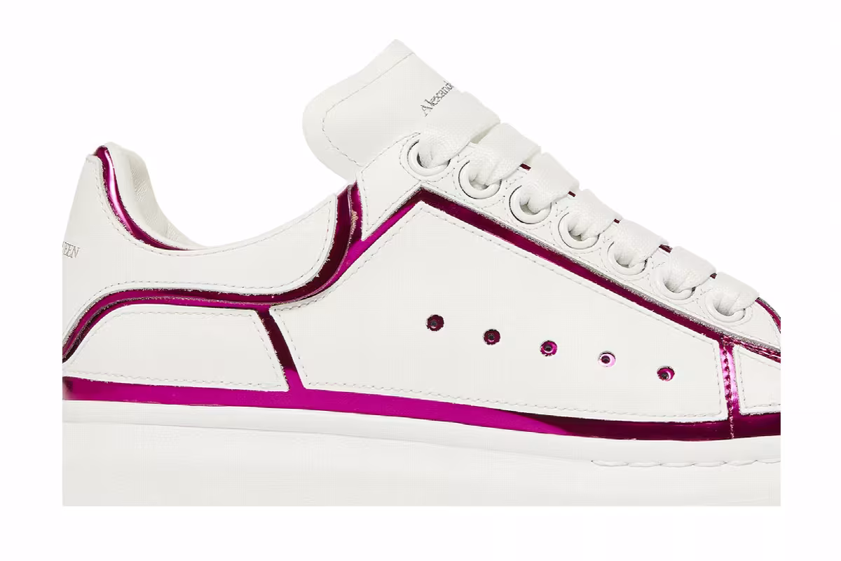 Alexander McQueen Women's Oversized Sneaker White Printers Pink, view 3