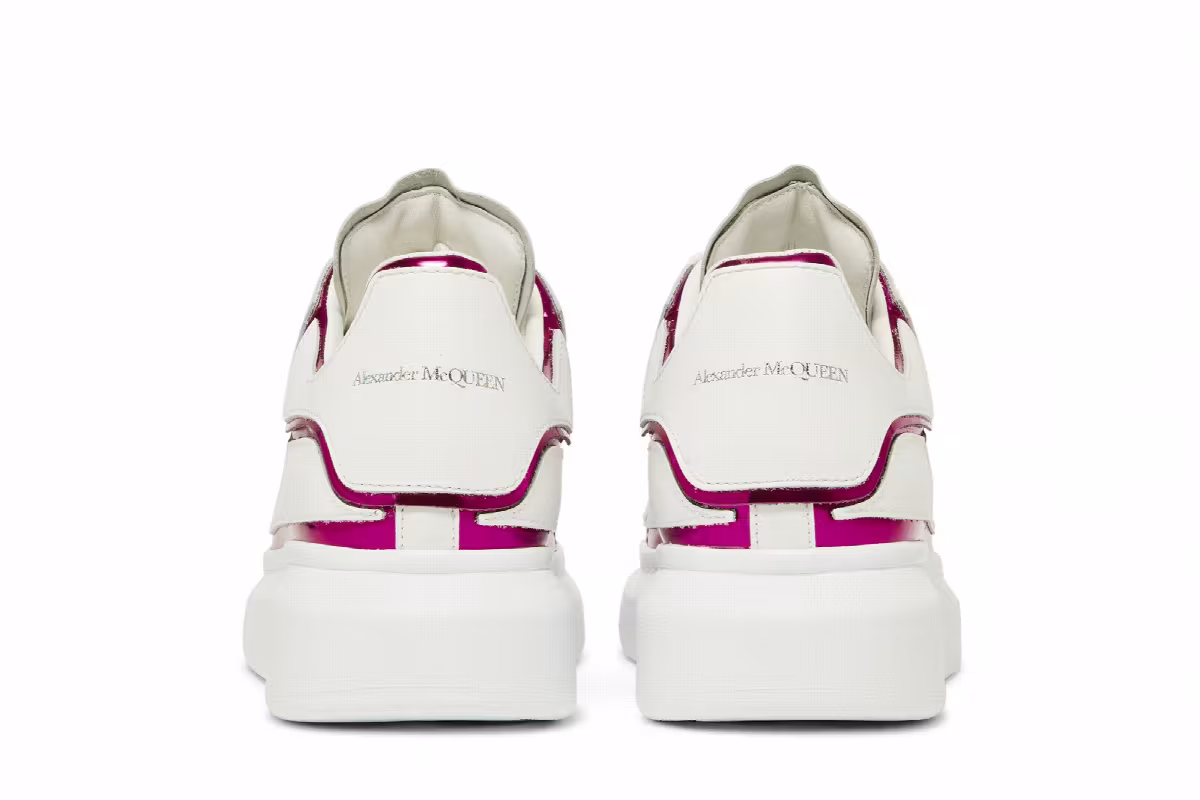Alexander McQueen Women's Oversized Sneaker White Printers Pink, view 7