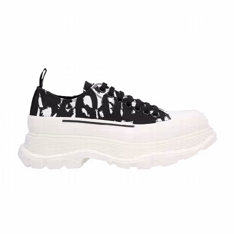 Alexander McQueen Graffiti Tread Slick Low Lace Up 'Black White'
