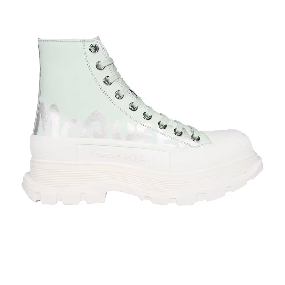 Alexander McQueen Tread Slick Boot McQueen Graffiti Logo - Pastel Green