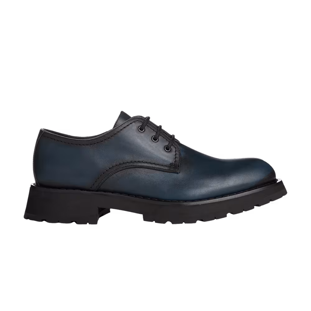 Alexander McQueen Burnished Derby Flat Anthracite