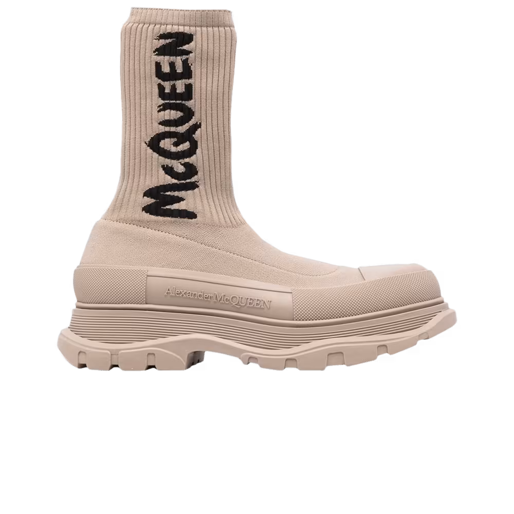 Alexander McQueen Knit Tread Slick Boot Graffiti - Beige