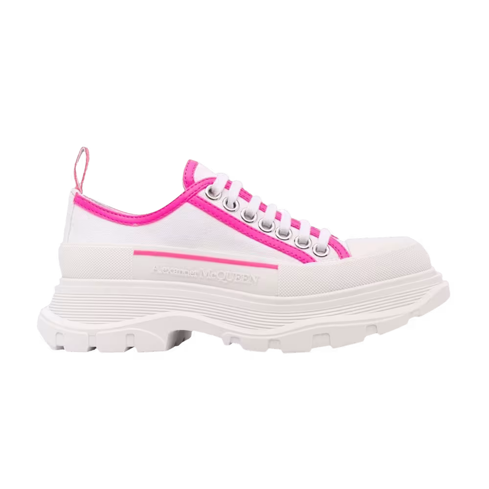 Alexander McQueen Women's Tread Slick Lace Up White Neon Pink