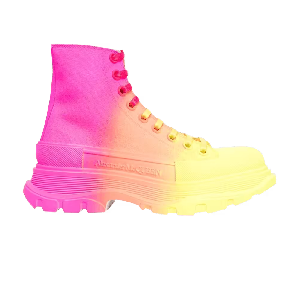 Alexander McQueen Women's Tread Slick Boots Yellow Orange Pink