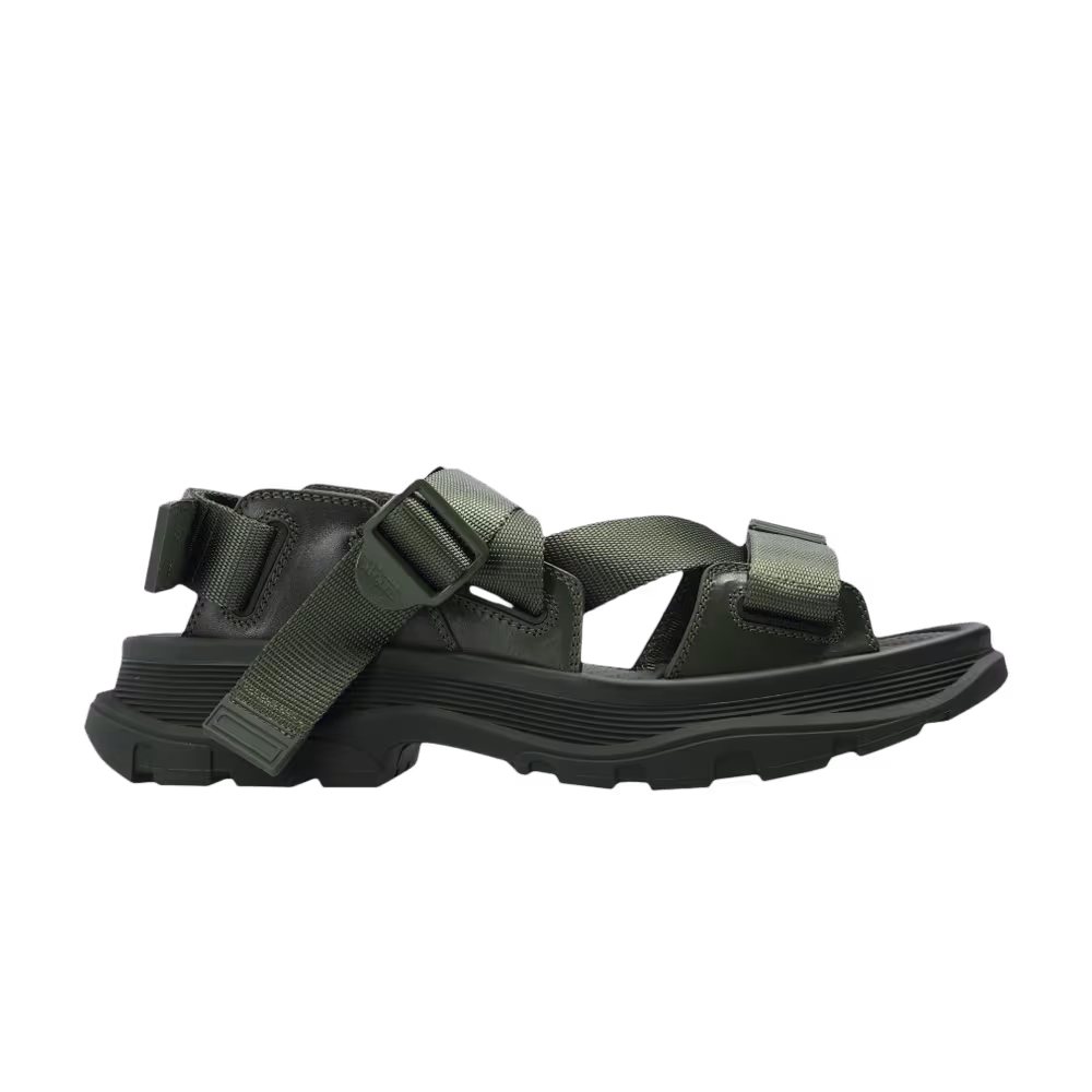 Alexander McQueen Strappy Leather Sport Sandal Khaki