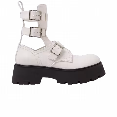 Alexander McQueen Wmns Buckle Fastening Ankle Boots 'White Black'